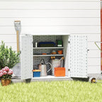 EHHLY Heavy Duty Small Storage Cabinet Outdoor Weatherproof, 14 Cuft Garage Storage Cabinet with 2 Adjustable Shelves, Lockable Kitchen Pantry Closer Organizer, 31Wx23Lx34H, Polar White