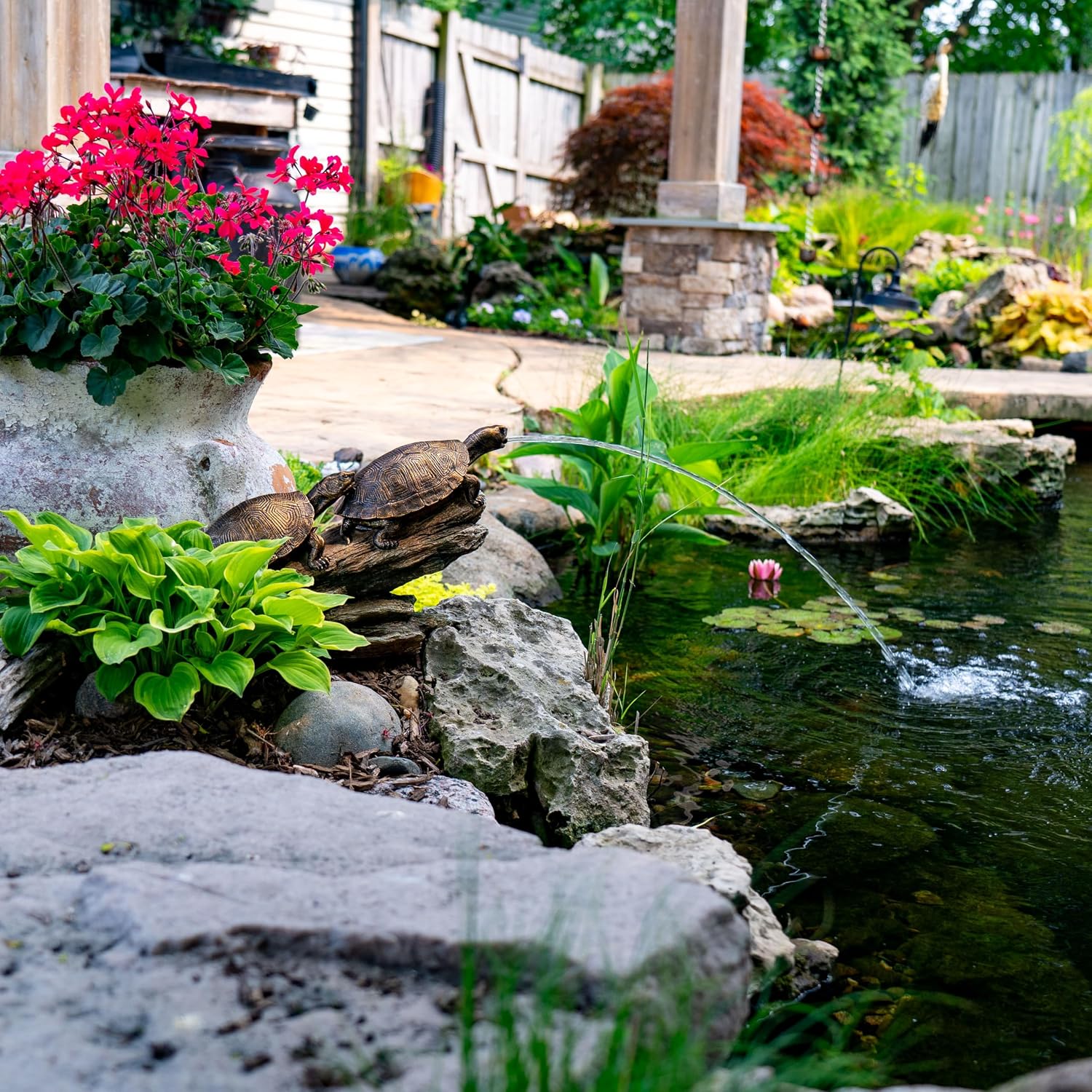 Aquascape Double Turtle On Log Spitter Fountain for Pond and Garden, 78372