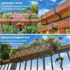 6pcs 24 Inch Window Deck with Coco Liner, 24" Window Boxes Horse Trough with Coconut Coir Liner, Metal Hanging Flower Planter Window Basket Deck Railing Planter Boxes for Outdoor Indoor Lawn