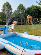 Kiddie Pool Splash Pad for Kids 68" x 38" x 21.5" | 3-in-1 Inflatable Sprinkler Pool for Toddlers Ages 3-8, Backyard Water Play Mat, Outdoor Summer Wading Pool for Boys & Girls