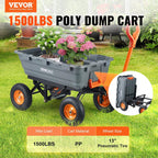vevor 1500lbs poly garden dump cart wheelbarrow wagon shown in use