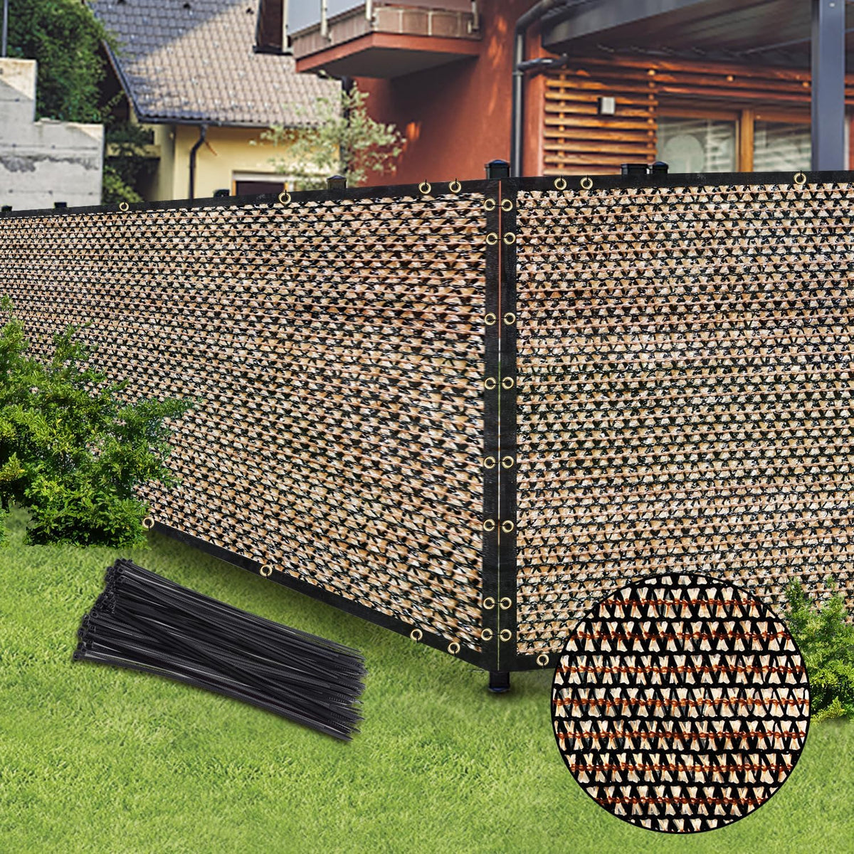 brown 6ft x 50ft outdoor privacy screen fence, main product view