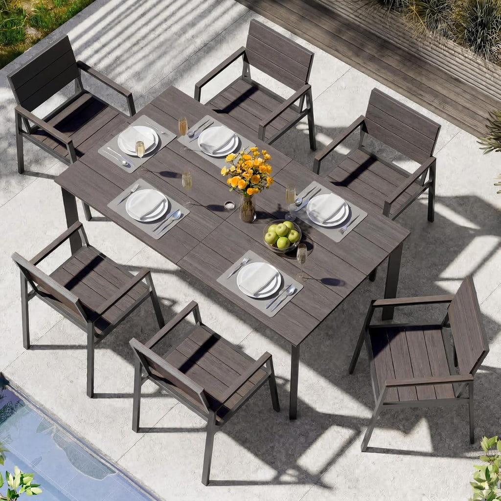 outdoor dining set, aluminum & hdps outdooor table, main product view