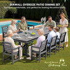 SERWALL Outdoor Dining Chairs Set of 4, All-Weather HDPE Patio Chair with 19.7" Widened Seat, for Backyard, Garden, Gray