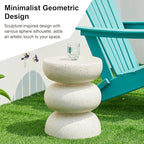 Glitzhome Outdoor Side Table Set of 2, 18" H Decorative Garden Stool MgO Faux Terrazzo End Table, Heavy Duty Indoor Outdoor Round Planter Stand for Living Room Bedroom Patio Deck Poolside,White