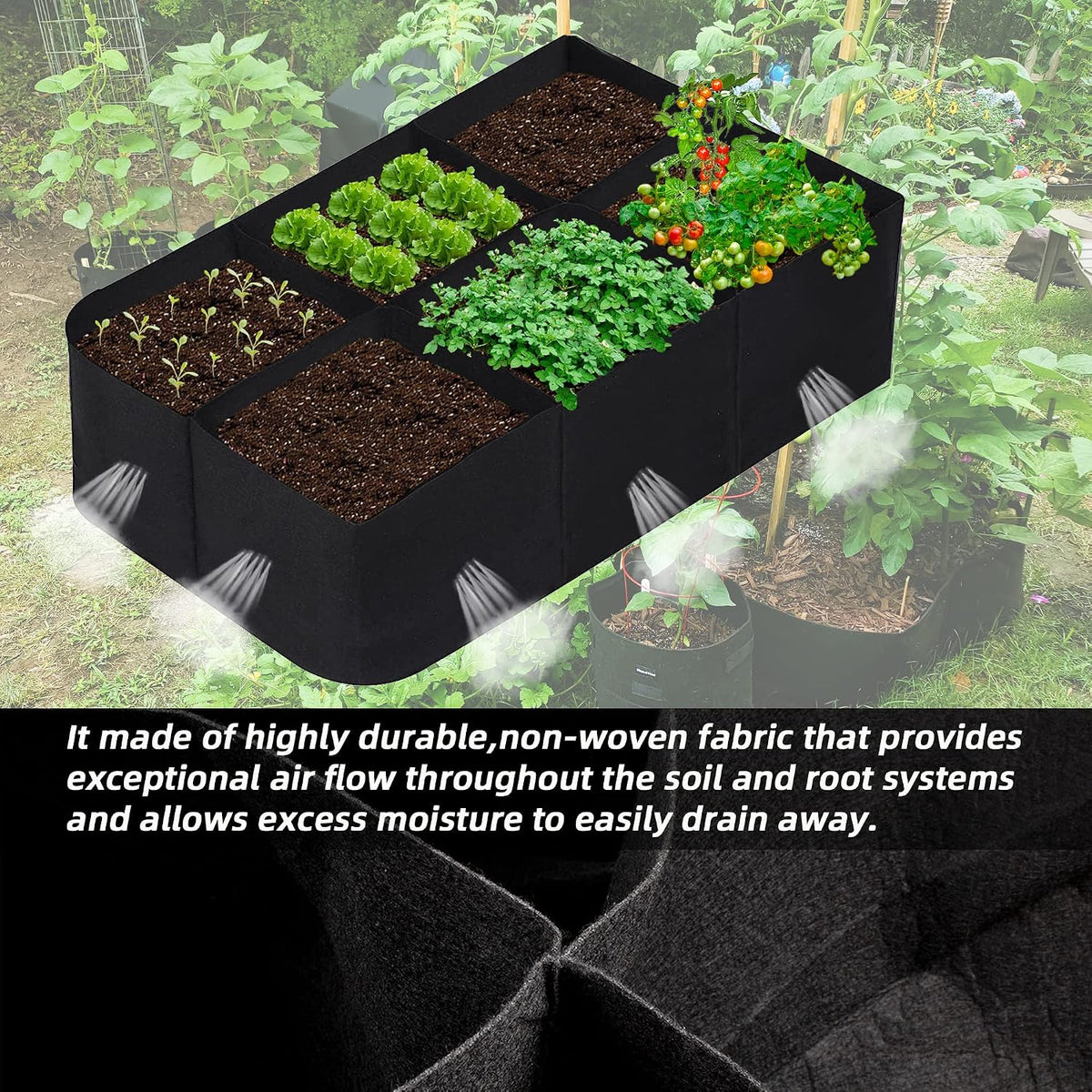 cjgq fabric raised garden bed 4x2x1ft garden grow, close-up detail