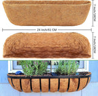 Coco Liners for Planters - 2 Pack 24 Inch Trough Coconut Liners for Planters, Window Box Coco Liners, 100% Natural Coconut Fiber Liners for Wall Hanging Basket, Window Box, Fence Baskets