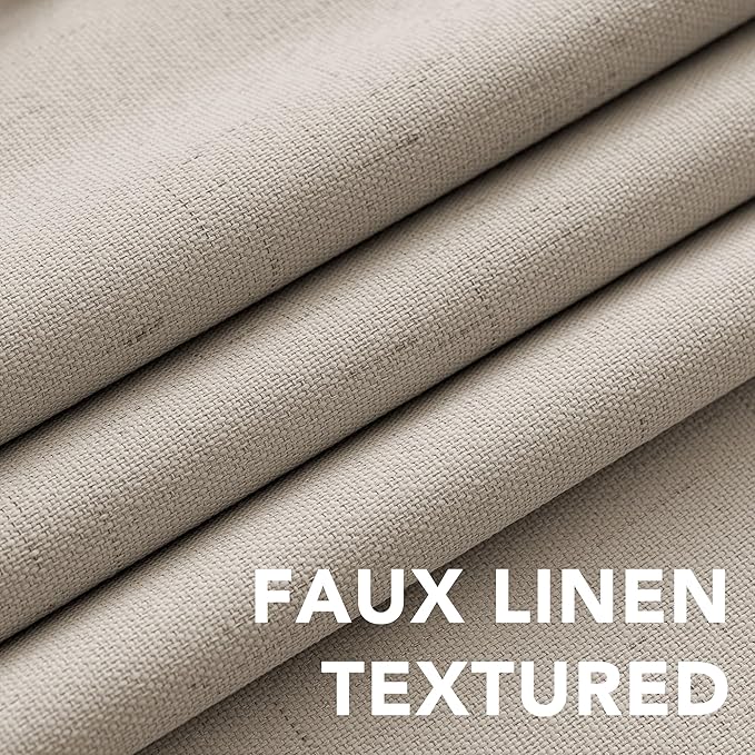 H.VERSAILTEX Linen Blackout Curtains Durable Thick Textured Linen Look 100% Blackout Patio Door Curtain Anti Rust Grommet Extra Wide Sliding Door Curtain Panel, Cobblestone, W100 x L108 inch