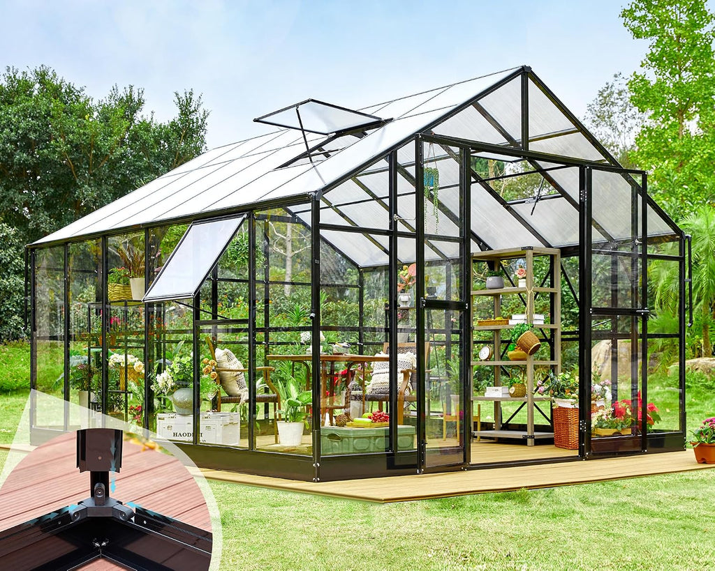 amerlife 12x13.5x9ft hybrid polycarbonate greenhouse quick-connect assembly, main product view