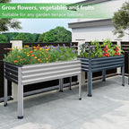 Galvanized Raised Garden Bed with Legs,48×24×30in Elevated Planter Box for Backyard,Outdoor Garden, Patio, Balcony, 350lb Capacity,Silver