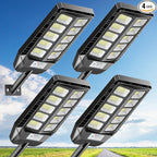 Solar Lights Outdoor, IP66 Waterproof Street Lights Outdoor, 6500K Dusk to Dawn Solar Security Flood Lights Motion Sensor with Remote Control for Yard, Entryway Garage, Porch 4 Pack