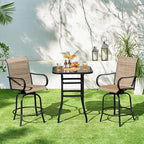 Yaheetech Patio Swivel Barstools Outdoor Chairs Set of 4, High Bistro Stools Outdoor Furniture, All-Weather Patio Stools for Outside, Beach, Lawn, Poolside and Garden, Black/Brown