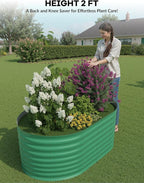 2 Pcs Raised Garden Beds Outdoor 4x2x2 ft - Galvanized Steel Planter Box for Vegetables, Flowers, Rust-Resistant Garden Box, Easy Assembly Raised Beds, Durable Planters for Outdoor Plants, Green