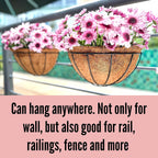 LaLaGreen Wall Hanging Planters (12 Inch, 2 Pack) Wall Mounted Flower Baskets with Coco Liner, Metal Iron Wire Plant Holder for Outdoor Window Box Herb Outside Fence Railing Deck Porch Balcony Garden