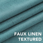 H.VERSAILTEX Primitive Linen Curtains 100% Blackout Curtain Drapes Burlap Fabric Curtains with White Thermal Insulated Liner, Grommet Top Curtain Living Room/Bedroom (2 Panels, 42 x 45 Inch, Teal)