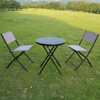 2-Piece Folding Bistro Sling Chairs, Portable Outdoor Patio Dining Set, Gray, No Assembly