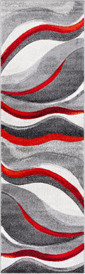 SAFAVIEH Hollywood Collection Runner Rug - 2'3" x 8', Grey & Red, Mid-Century Modern Design, Non-Shedding & Easy Care, Ideal for High Traffic Areas in Living Room, Bedroom (HLW766Q)