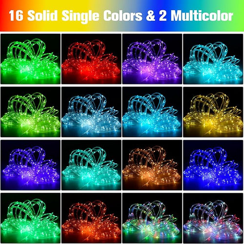 49Ft LED Rope Lights for Outside, 18 Colors Changing Outdoor Fairy String Lights with Remotes, Waterproof 150 LEDs Colored Rope Lighting Plug in for Bedroom Patio Party Halloween Christmas