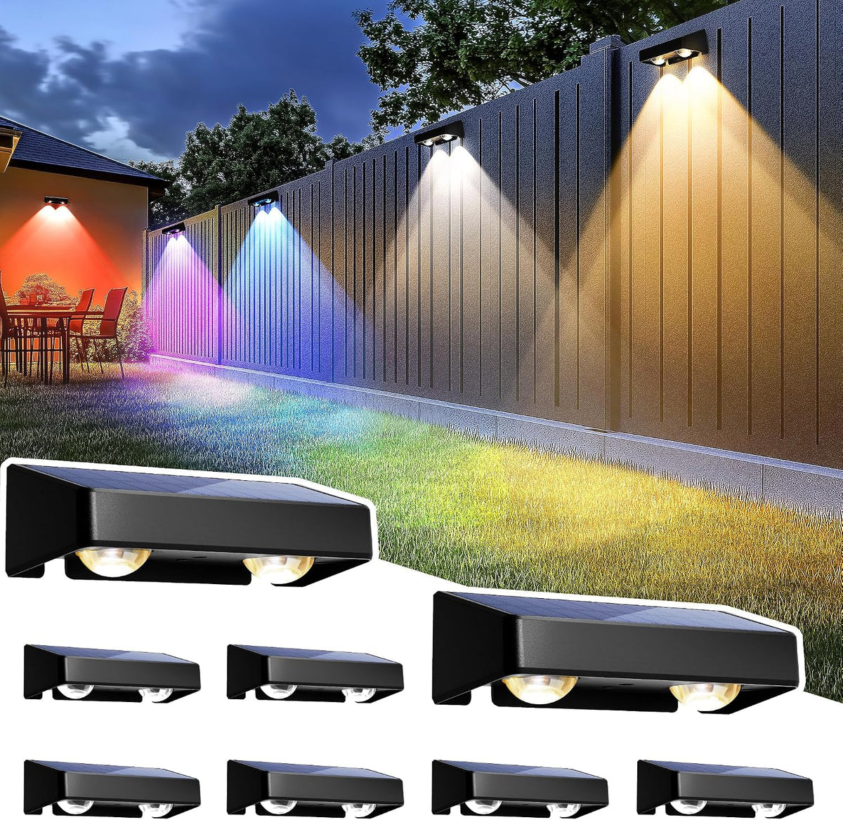 solpex solar fence lights outdoor, color changing,waterproof ip65, main product view