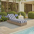 SAFAVIEH Outdoor Patio Furniture Collection - Gillian Heather Tan Rope Daybed, Navy Stripe Cushion, Coastal Sunlounger, Fully Assembled (PAT7527F)