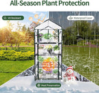 4 Tier Mini Greenhouse for Outdoor Indoor, Waterproof Heavy Duty Small Greenhouses with PVC Cover, Portable Green Houses for Outside Winter Plant Protection, 64'' H x 27'' L x 20'' W