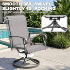 NUU GARDEN 2-Piece Patio Swivel Chairs, Swivel Dining Set, Light Gray | All-weather light gray textilene chairs for 2 Features 360-degree rotation and 15-degree rocking. High backrest for comfort