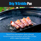 SnS Grills Slow ‘N Sear Cast Iron Drip 'N Griddle Pan 22", 3-in-1 Versatile Grill Accessory for Searing, Griddle and Drippings - Fits Weber® & Similar 22” Kettle Grills