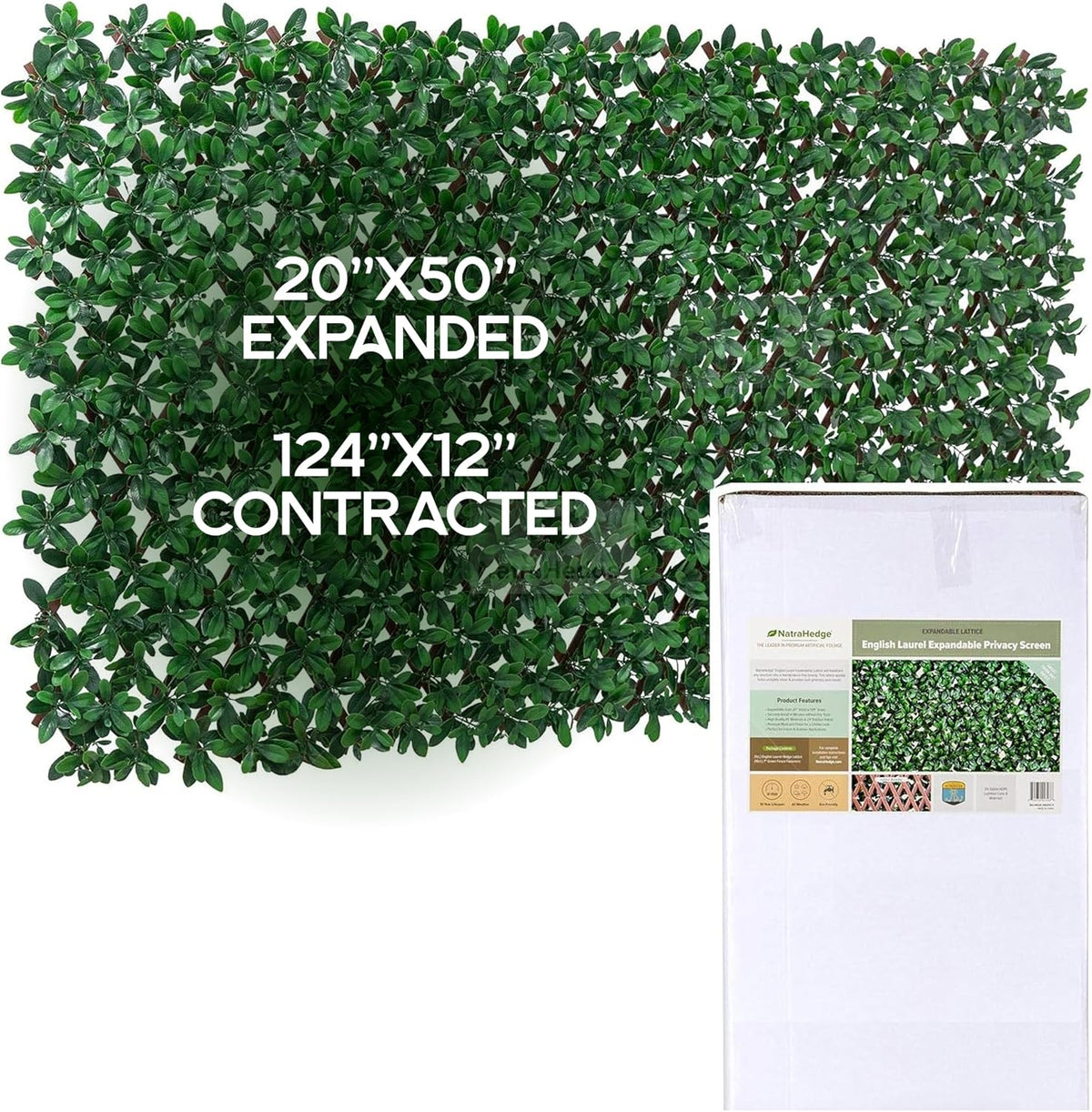 natrahedge 20''x50'' artificial privacy grass wall decor, laurel shown in use