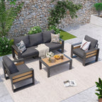 aoxun aluminum patio furniture set, 5 seats sectional, main product view