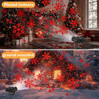 Three Head Christmas Snowflake Projector Lights, Vermilion, A | IP65 Waterproof, 360° Rotatable, 9 Snowflake Patterns, LED Projection for Indoor Outdoor Xmas Decor