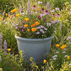Sunnydaze 20-Inch Anjelica Large Plastic Pot for Plants - Outdoor Double-Walled Large Plastic Planter with Drillable Drainage Holes - Light Gray - 4pk