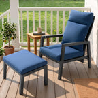 Pellebant Aluminum Outdoor Recliner Chair with Pneumatically Adjustable Backrest - Weather-Resistant Patio Lounge Chair, 4.7-Inch Thick Removable Cushions for Deck, Porch & Backyard, Navy Blue