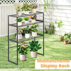 3 Tier Metal Plant Stand Indoor Outdoor, Potted Multiple Flower Pot Holder Rack Plant Shelf, Heavy Duty Planter Display Shelving for Patio Balcony Garden Living Room Decorative (3 Tier- Black)