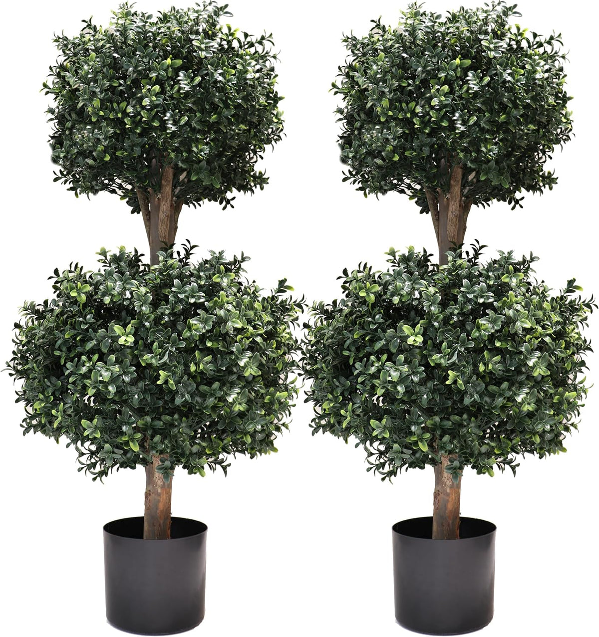 3ft-35'' artificial boxwood double ball topiary trees,2pack faux, main product view
