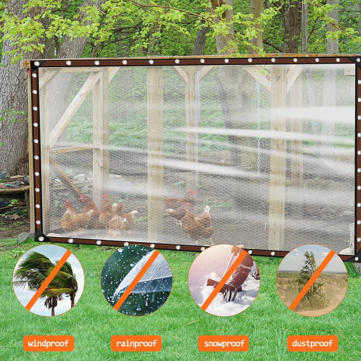 10x12ft heavy duty clear waterproof tarp,outdoor garden rainproof, side view
