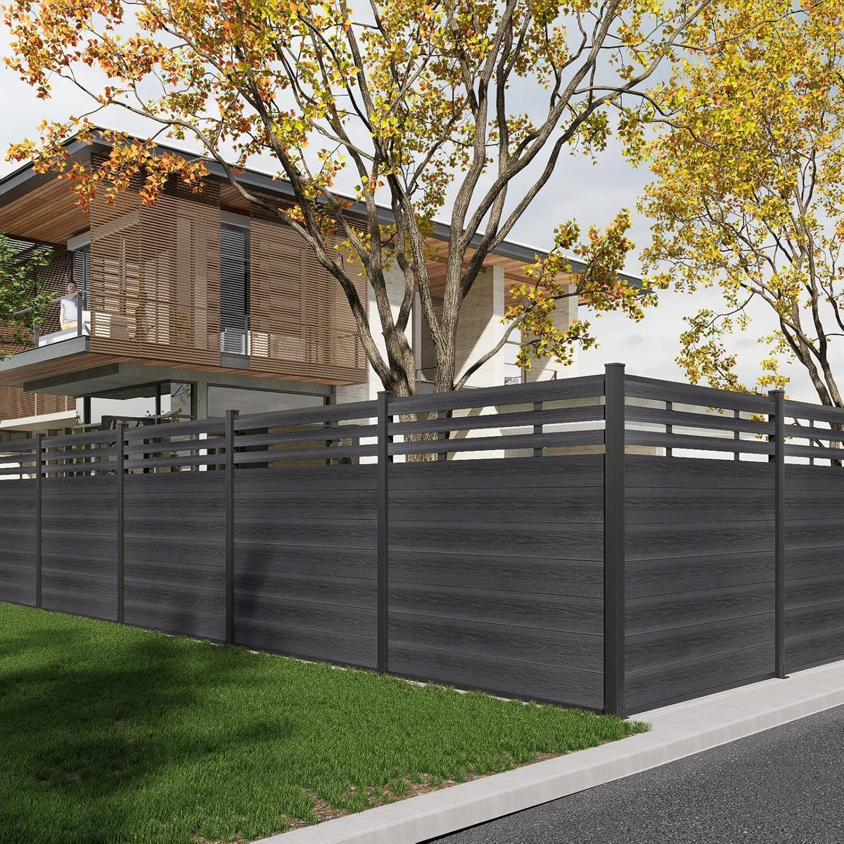 mondaria semi-closed privacy fence panels with 2 posts, main product view