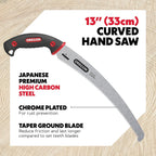 Oregon (600136) Curved Premium Japanese High-Carbon Steel Hand Saw, Rust Proof Forestry/Pruning/Cutting Tool, Curved Blade with Scabbard Safety Sheath,Red,13"