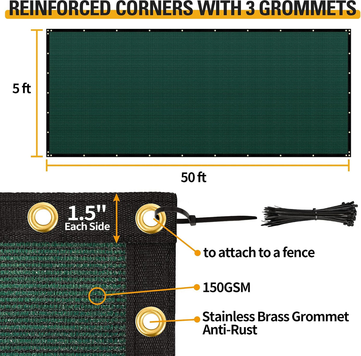 nexcover privacy fence – 5' x 50' heavy, close-up detail