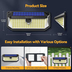 TECKNET 4200Lm 416 LED Solar Motion Lights Outdoor Waterproof, 300° Angle & 3 Lighting Modes Motion Sensor Light Outdoor, 4 Pack Security Solar Lights IP66 for Fence Front Door Yard Deck Garden Garage