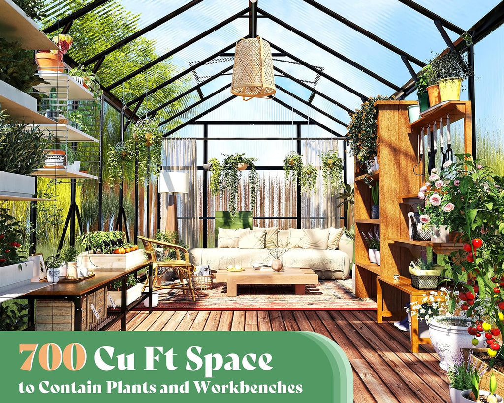 amerlife 7.5x16x7.5 ft walk-in polycarbonate greenhouse for outdoors, package contents