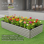 12x4x1.5FT Galvanized Raised Garden Bed,Vegetable Boxes-Rectangle Metal Flower Box,Large Planter Raised Beds Outdoor Garden for Planting,Fruit,Herb-Silver