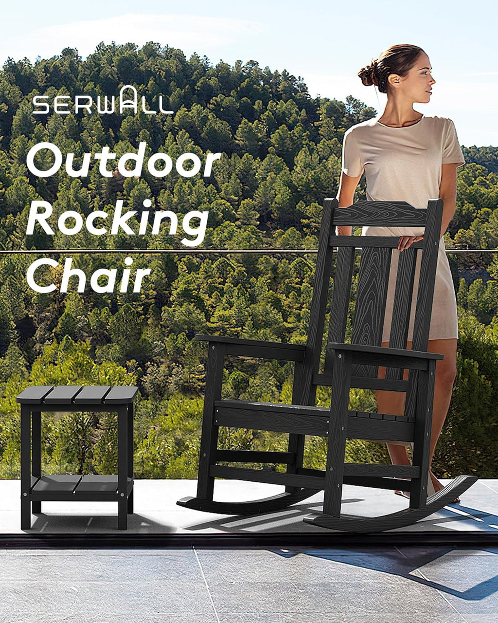 serwall oversized outdoor rocking chair, hdpe patio rocking, package contents