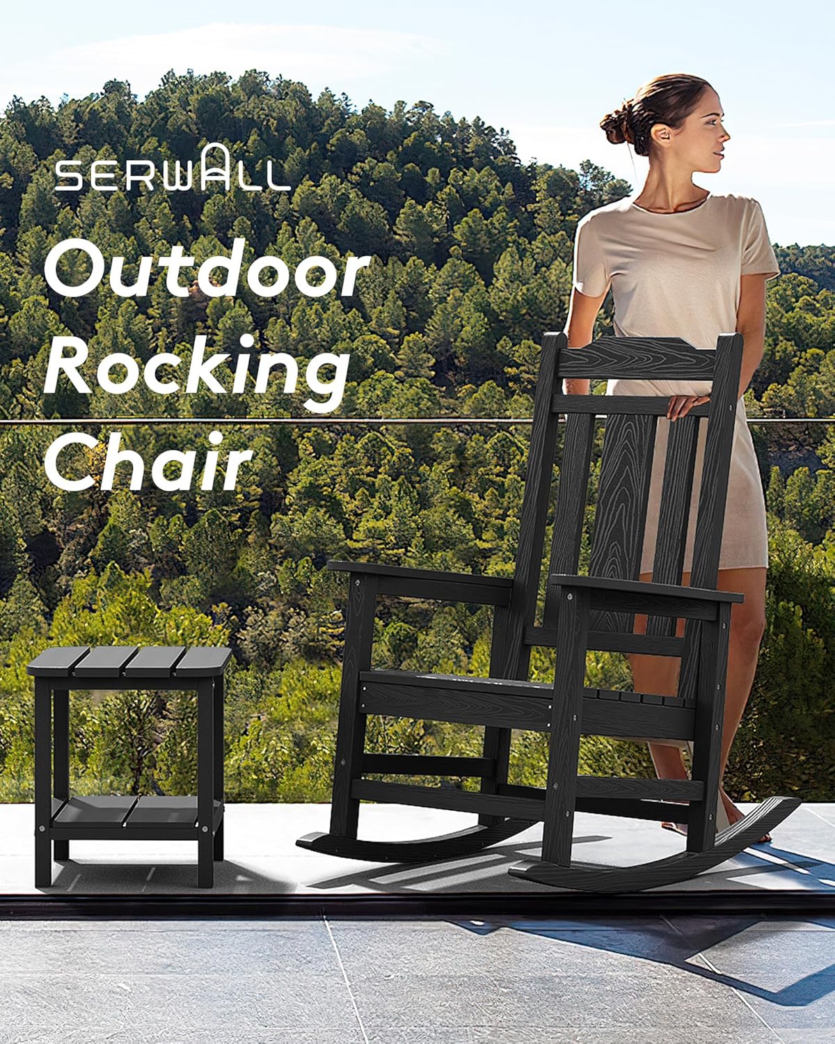 serwall oversized outdoor rocking chair, hdpe patio rocking, package contents
