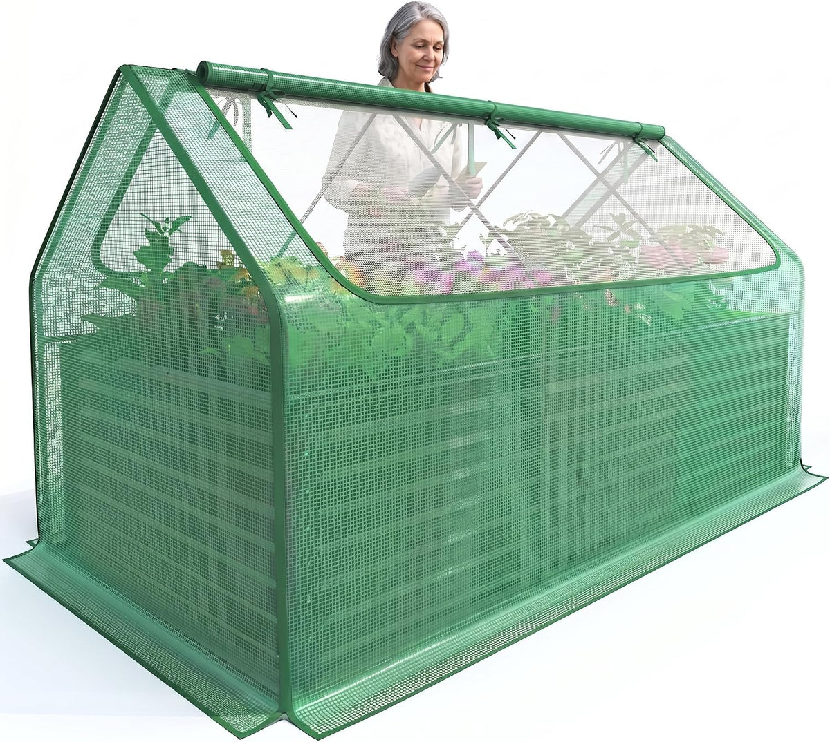 quictent raised garden bed with cover galvanized planter, main product view
