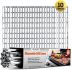 Disposable Aluminum Grill Liners & Grill Toppers | Heavy-Duty, Tear & Heat Resistant BBQ Foil Sheets | Perfect for Public Park Grills, Outdoor BBQ, Camping & Tailgating | 12 x 20 Size, 10-Pack