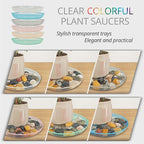 12Pcs Clear Plant Saucer, 6 8 10 Inch Durable Plastic Plant Tray, Round Plant Pot Saucers, Drip Tray for Indoor and Outdoor Garden, Blue