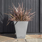 Veradek Nobleton Indoor/Outdoor Wide Square Planter (Light Grey, 22 inch - 2 Pack with 2 Saucer Trays)