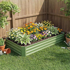 INNO STAGE 2Pcs Galvanized Raised Garden Bed Kit, 6x3x1FT Metal Raised Garden Beds for Vegetables, Rust-Resistant & Easy Assembly, Outdoor Raised Beds for Gardening, Flowers, Herbs (Green)