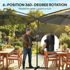 Outsunny 10 ft Offset Patio Umbrella with Cover, Round Hanging Cantilever Umbrella with 6-Position 360° Rotation, Crank Handle, Tilt, Cross Base, Heavy Duty Outdoor Umbrella for Garden
