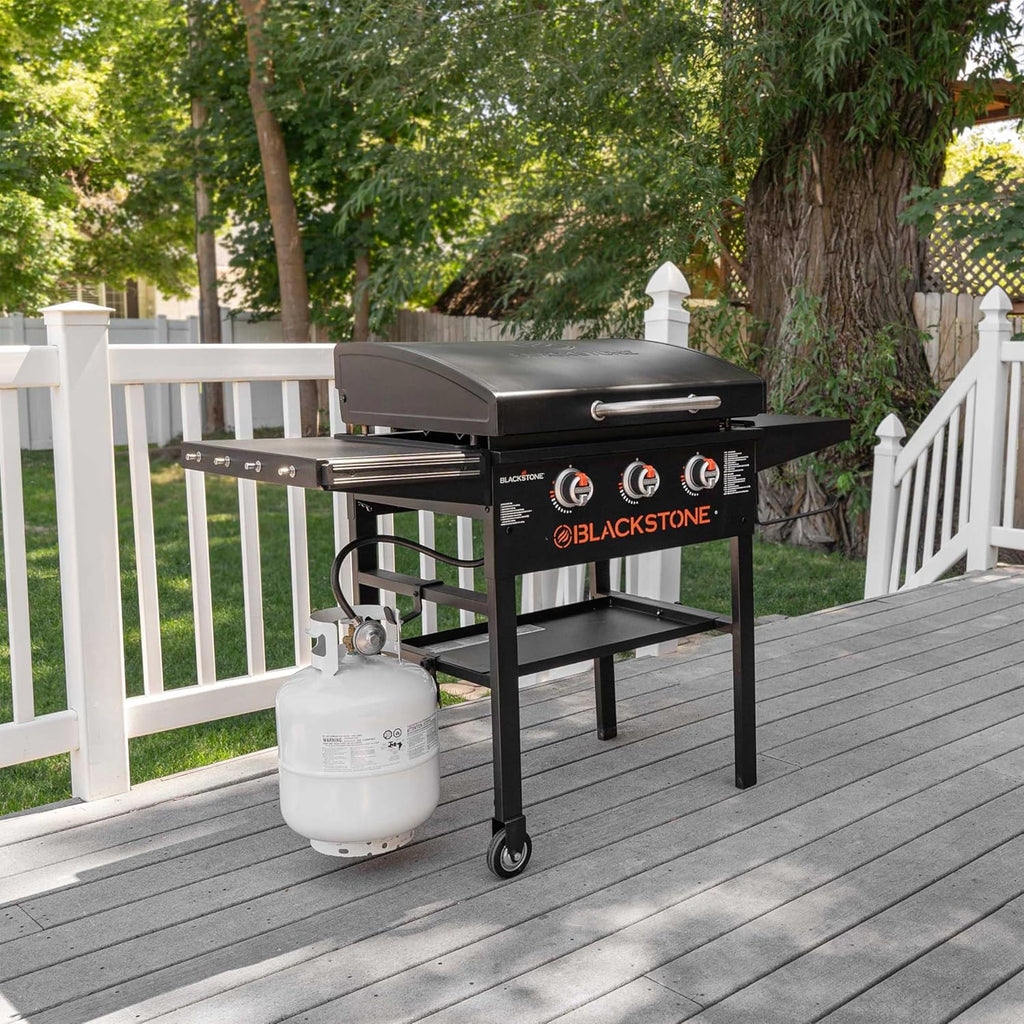 28 Inch Blackstone Griddle 2080 Original 3-Burner XL Griddle with Hood and Side Shelves Outdoor Flat Top Grill